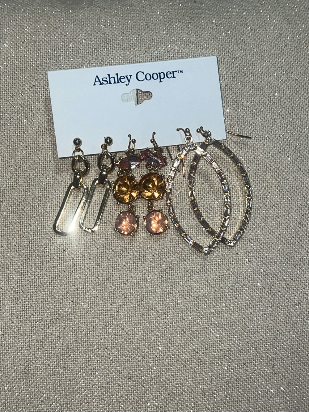 Ashley Cooper Gold and Peach Mixed Earring Set - 3 Pairs